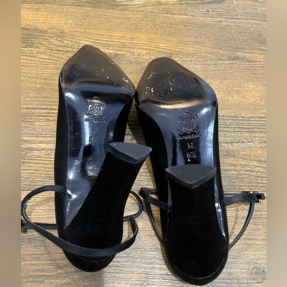 Vera Wang Vintage Black Satin Strappy Rounded Pointy Toe Heels Sz. 8.5 - Picture 10 of 10
